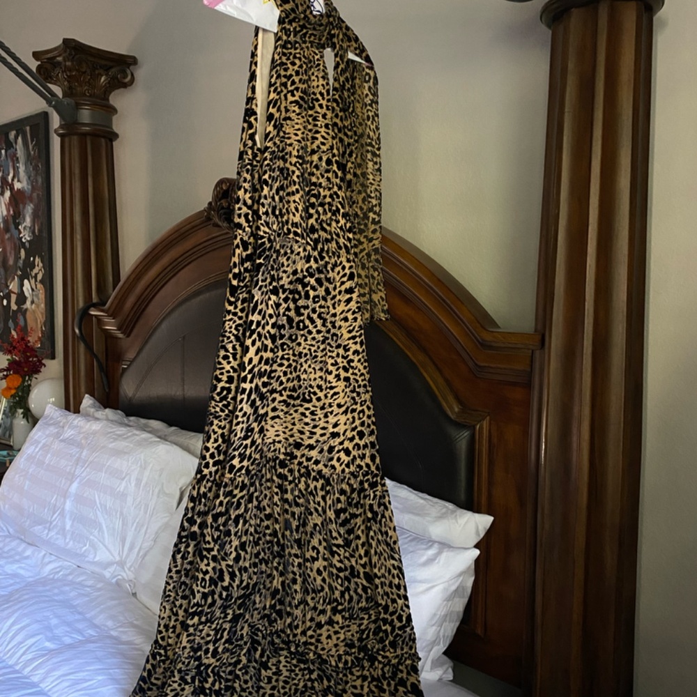 RIXO Eleanor Dress XS Leopard Midi US2 - Picture 4 of 7